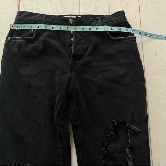 Free People Women's Maggie Straight Leg Jeans Black Mid Rise Distressed Sz 29 - Picture 12 of 16